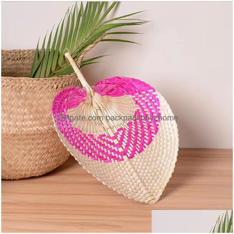 colorful woven straw bamboo hand fan favor party baby environmental protection mosquito repellent fans for summer creative gift