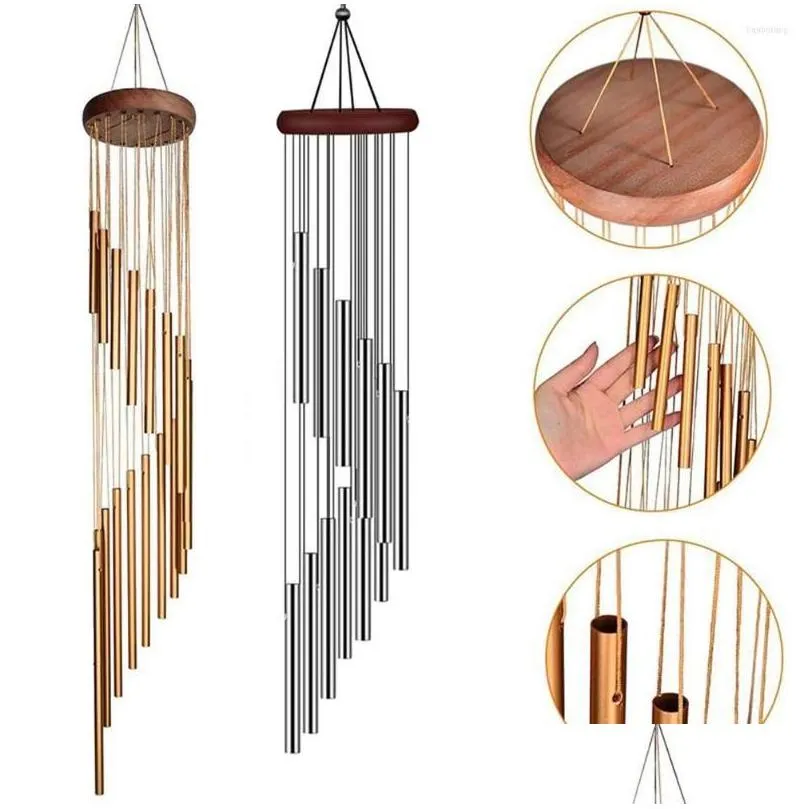 decorative figurines 12 tubes wind chimes pendant aluminum tube metal pipe bells decoration balcony outdoor yard garden home