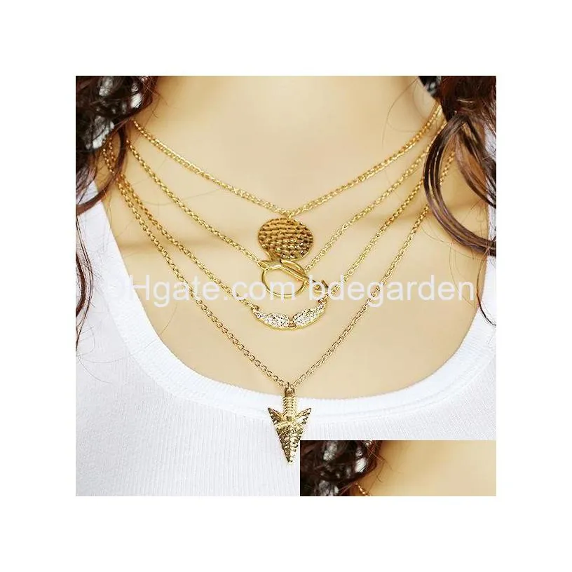 necklaces pendant women men modern dainty arrow char gold charms plated chain long pendant necklaces