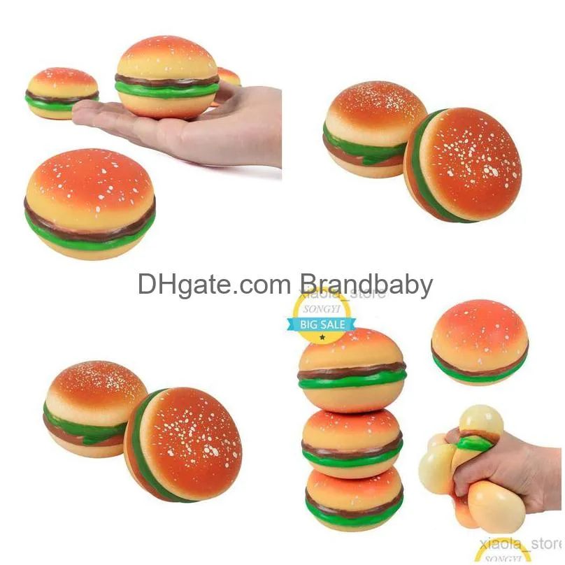 decompression toy burger stress ball 3d squishy hamburger fidget toys silicone decompression silicone squeeze fidget ball fidget sensory toy