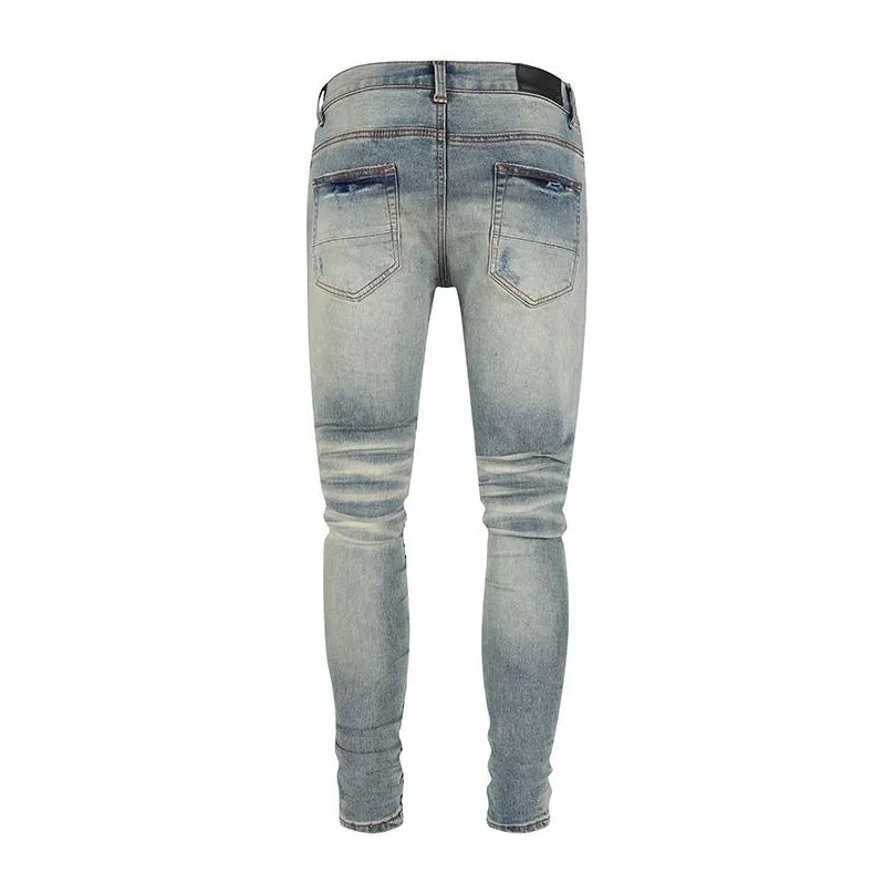 mens jeans distressed ripped biker jean slim fit motorcycle biker denim pants for men fashion designer pantss hip hop men 01