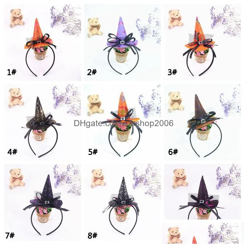 halloween kid hair accessories witch hat headband bow lace children hair band halloween cosplay prop headdress head hoop dbc vt0723