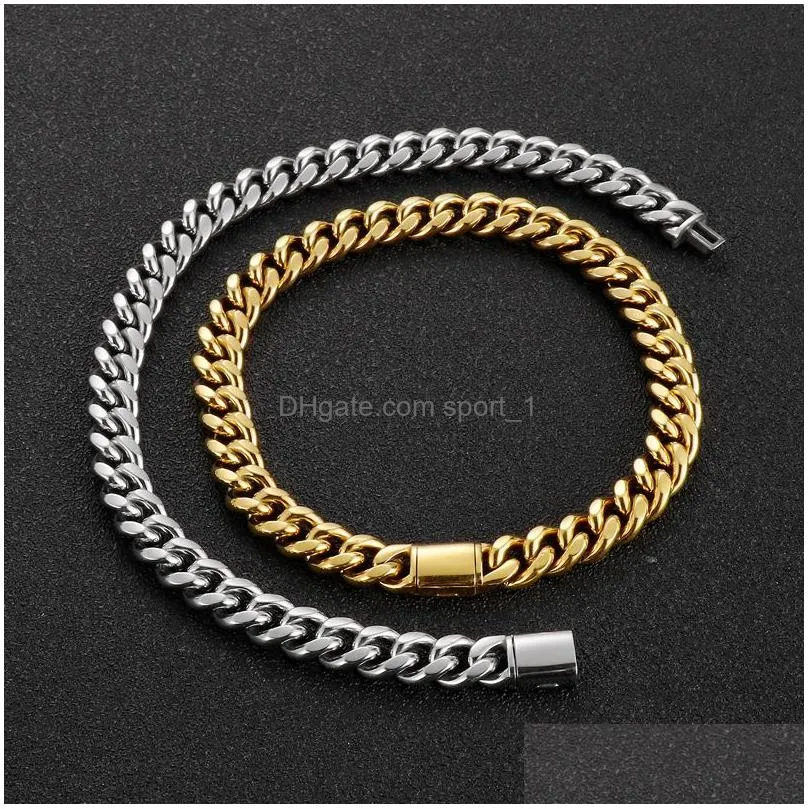 mens titanium steel cuban link bracelet hip hop style with simple design perfect for everyday wear.