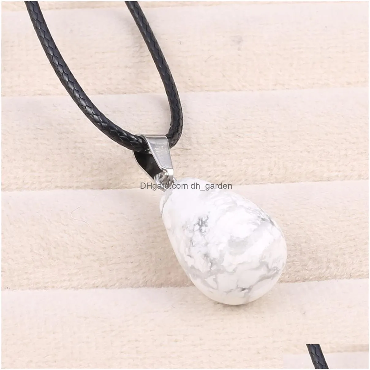 natural stone pendant necklace fat waterdrop drop shape tiger eye sodalites rose quartz necklace jewelry accessorie