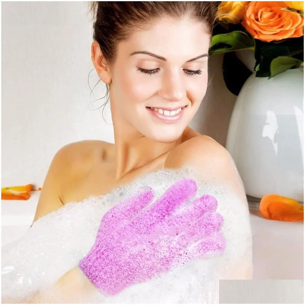 exfoliating bath gloves scrubbers for shower body massage double sided scrubber mitts glove dead skin cell remover sponge wash skins moisturizing spa foam 13