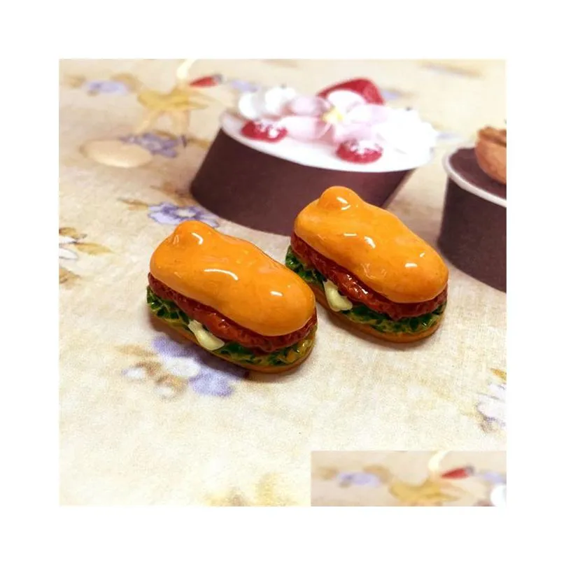 cute mini resin hamburger sandwich charms pendants for diy earrings key chains fashion jewelry making