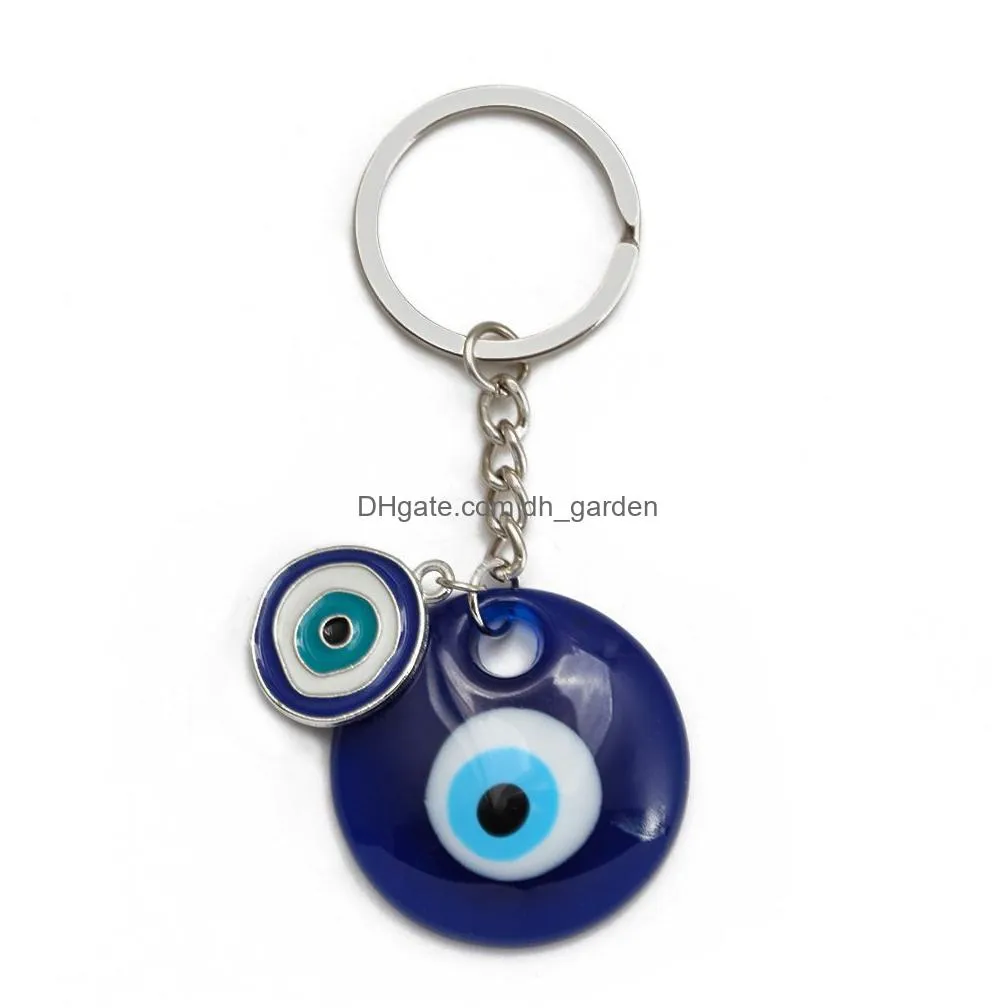 round turkish evil eye keychains lucky resin blue pink red eye heart charm key chain keyring for men women car key pendant