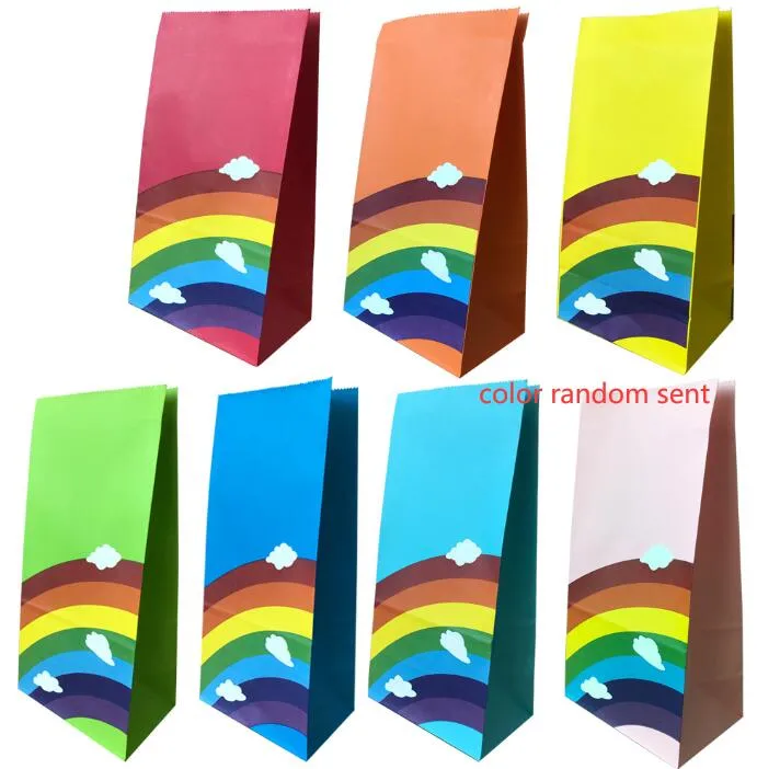 follow your heart rainbow gift christmas paper bag birthday gift bags party favor goodies colored kraft paper bag 13x8x24cm