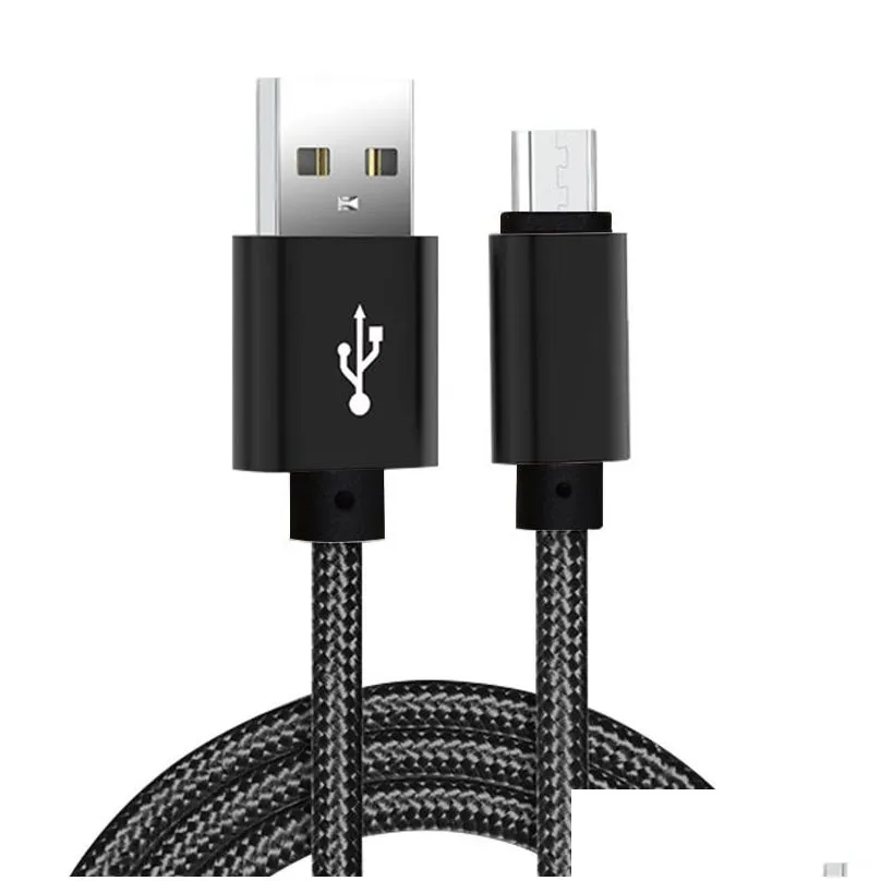 braided micro usb cell phone cables type c 1m 2m  high speed fast  sync data cord for samsung android lg