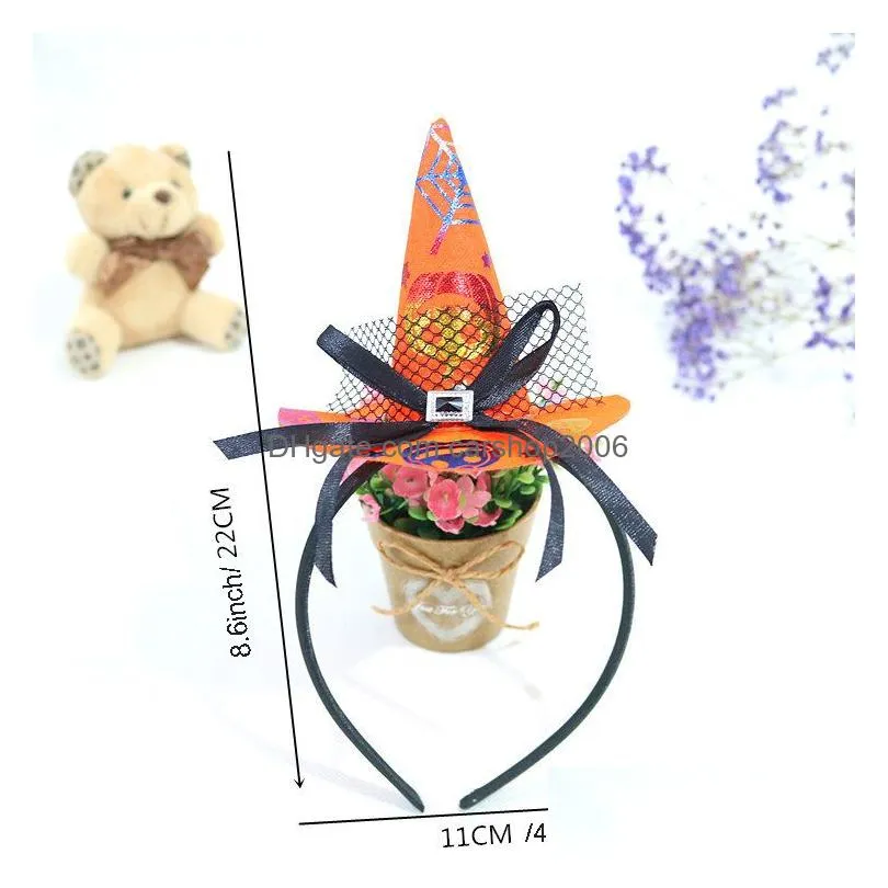 halloween kid hair accessories witch hat headband bow lace children hair band halloween cosplay prop headdress head hoop dbc vt0723