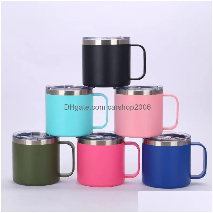 12/14oz coffee mugs handle office cup stanless water bottle tumbler mug thermal insulation cold beer cups drinkware vt2464