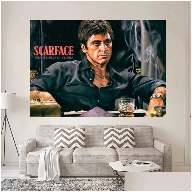 modern art canvas painting scarface tony montana posters and prints wall art picture for living room decor cuadros woo