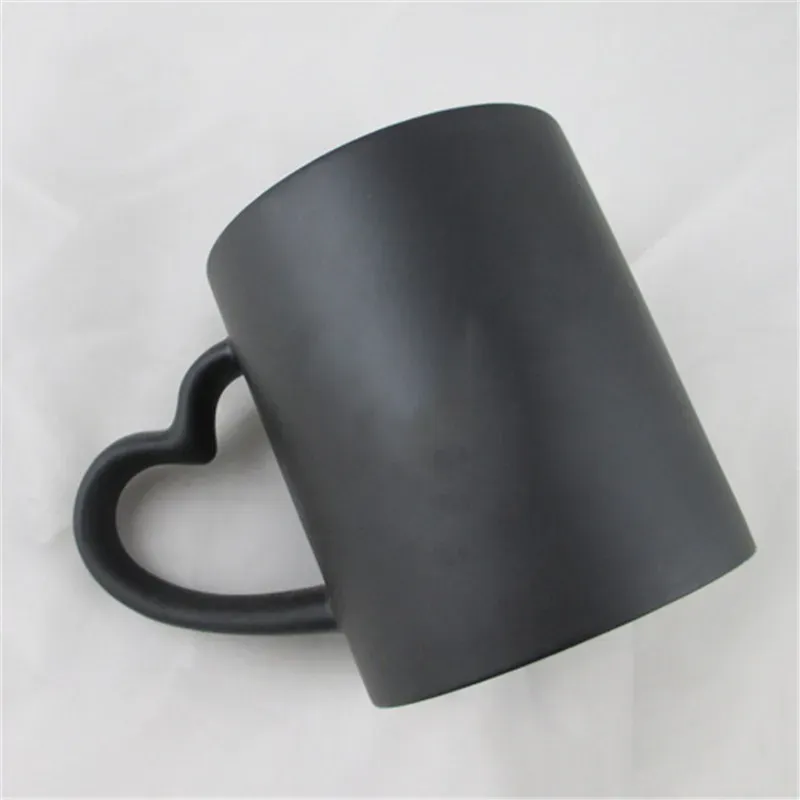 Sublimation Ceramic Matte Mugs Hot Water Change Color Mugs Heart Handles DIY Custom Print LOGO Photo Text Creative Valentines Gift FY5662 ss0118