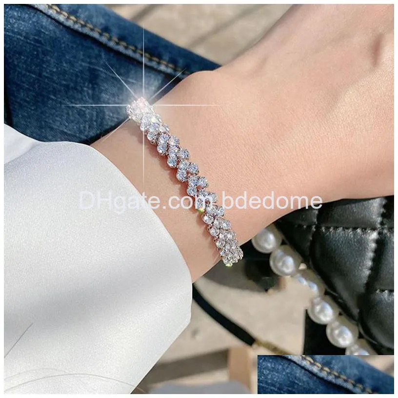 luxury crystals bracelets for women men jewelry birthday gift party ornaments ladies silver charms bracelet