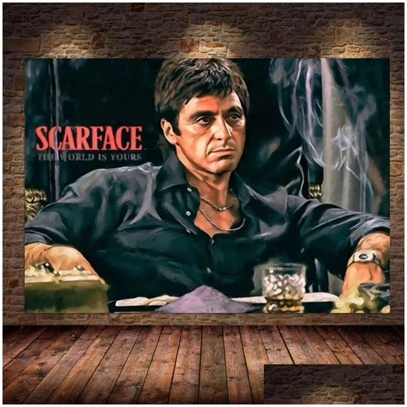 modern art canvas painting scarface tony montana posters and prints wall art picture for living room decor cuadros woo