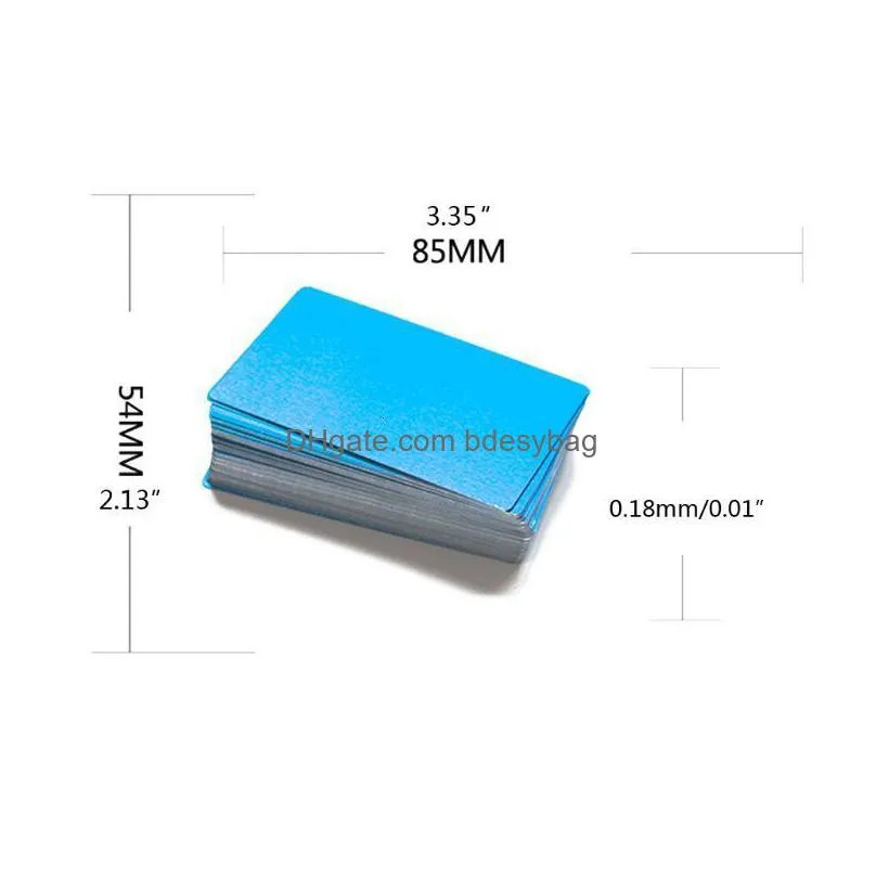 business card files 100pcs blank engraved custom visiting name cards aluminium alloy drop 230417