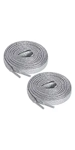 silver shoe laces metallic