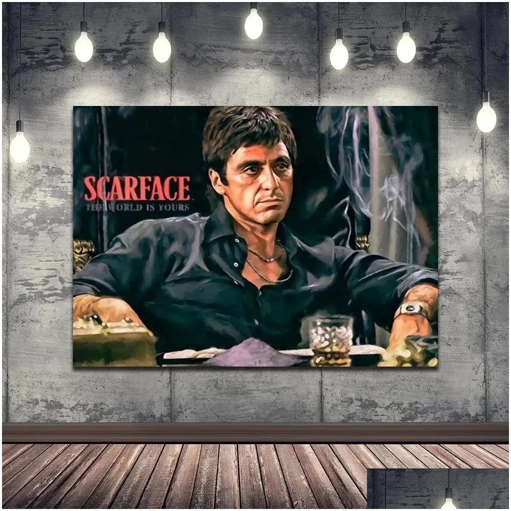 modern art canvas painting scarface tony montana posters and prints wall art picture for living room decor cuadros woo