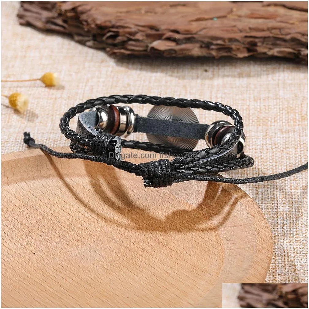 hope charm bracelet for women breast cancer awareness bracelet braided leather rope wrap bangle fashion handmade jewelry