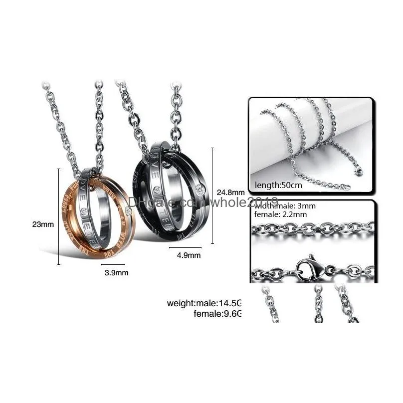 love rings charm pendant couples necklace for women stainless steel necklaces for men wedding romantic valentines day love gift