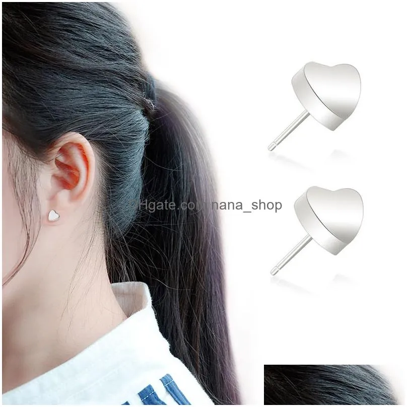 heart stainless steel earrings minimalist small heart love earrings cute korean style stud earrings for lady women bridesmaid gift