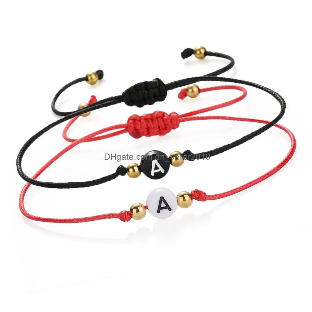 personalized initial bracelet handmade adjustable red black thread rope for couples and women/men statement jewelry