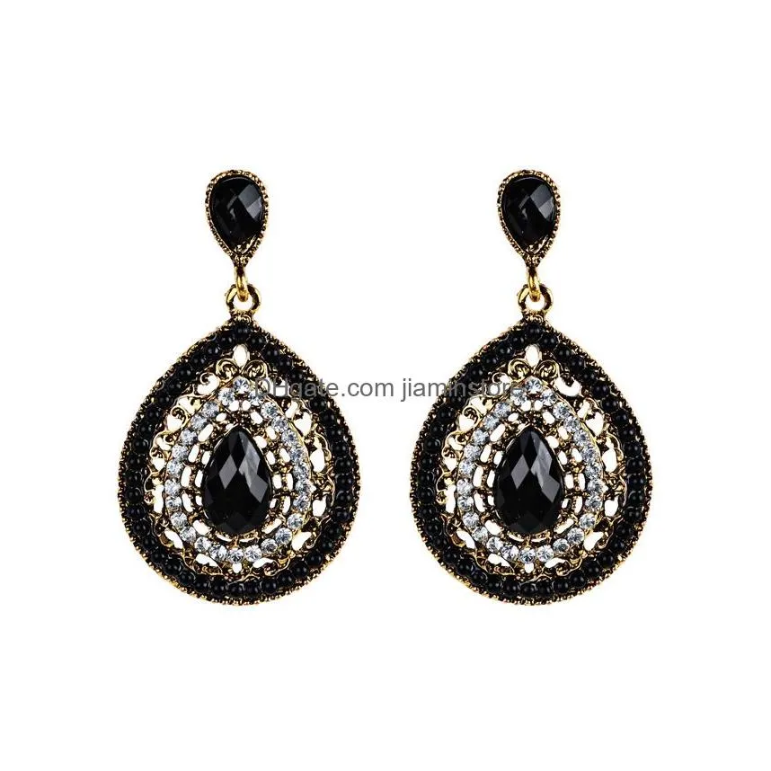 new bohemian rhinestone crystal chandelier statement earrings water dropshaped vintage dangle earring for women fashion jewelry ear