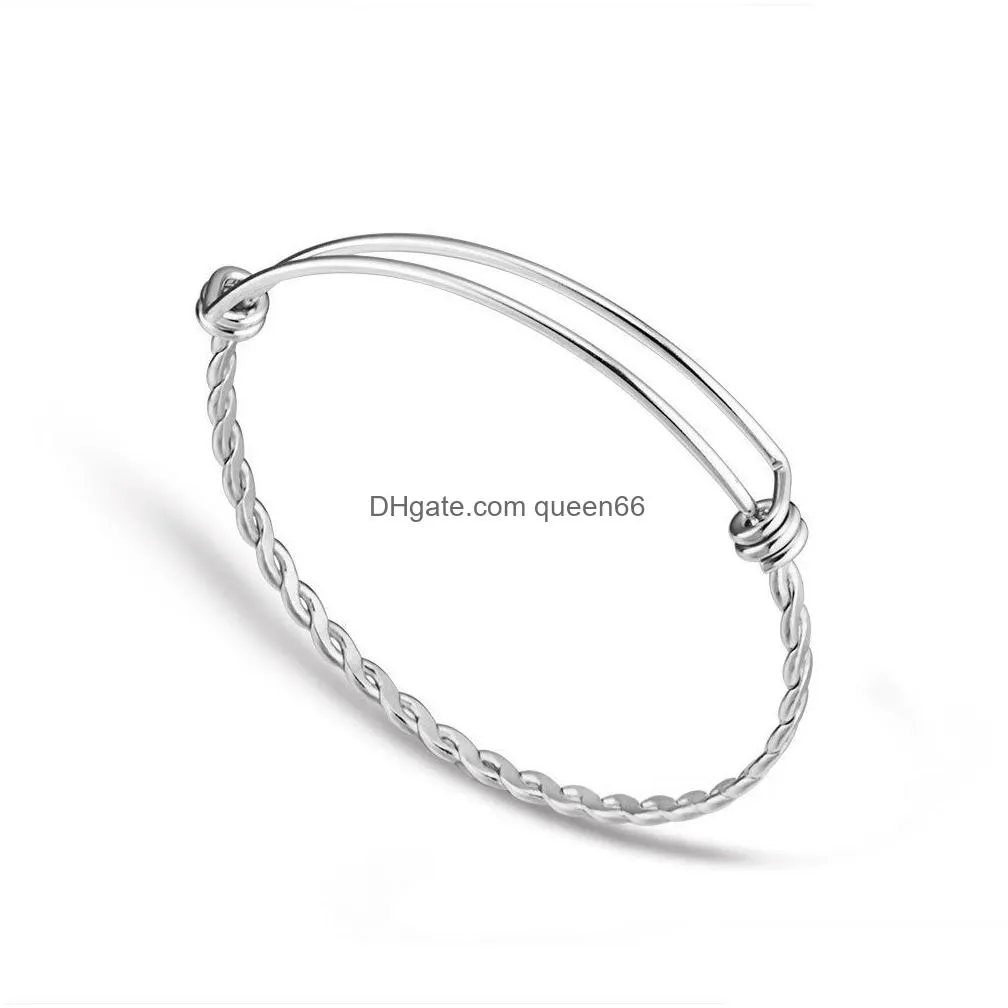 50mm 55mm stainless steel expandable wire bangles 1.6mm thick adult kids size adjustable bracelets for diy jewelry