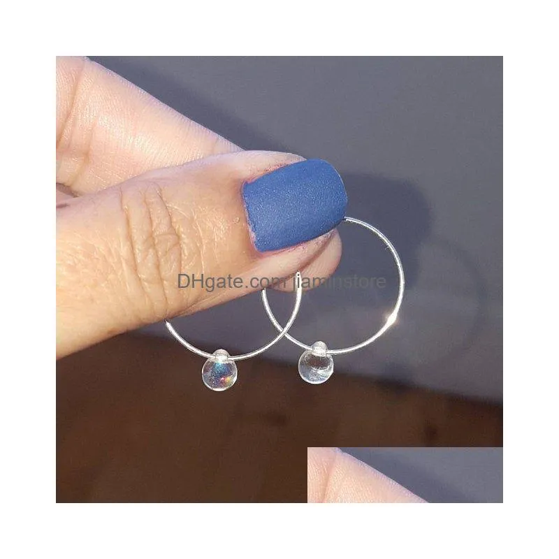 trendy simple hoop earring glass crystal bead dangle earring light weight jewelry accessories golden silver plated wholesale