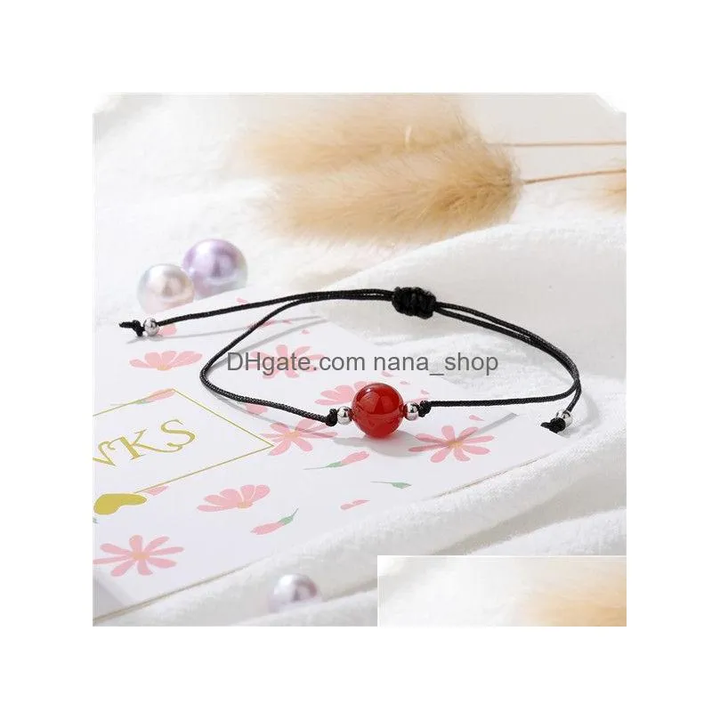 handmade lucky red rope string bracelet natural stone bead moonstone bracelet for women friendship gift jewelry