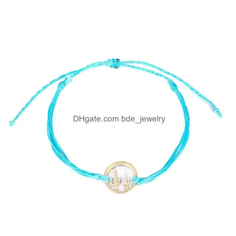 original handmade wax thread woven cactus bracelet multilayer friendship wax string colorful braided bracelets for women summer beach