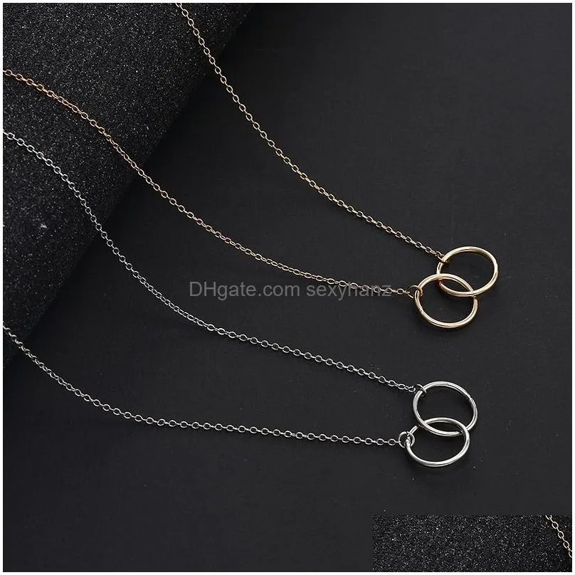 double circle wind charm necklaces simple fashion accessory with number 8 pendant gift for women