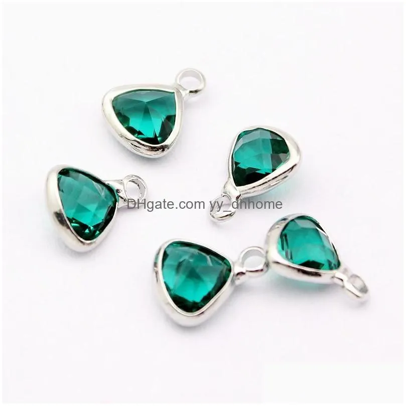 fashion crystal charm 12 colors triquetrous birthstone charms for bacelets necklace diy jewelry making jewelry wholesaler