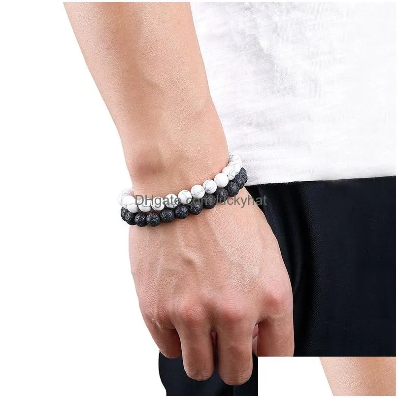 lava stone yoga diffuser bracelet adjustable beaded strand for men women braided bangle with healing balance