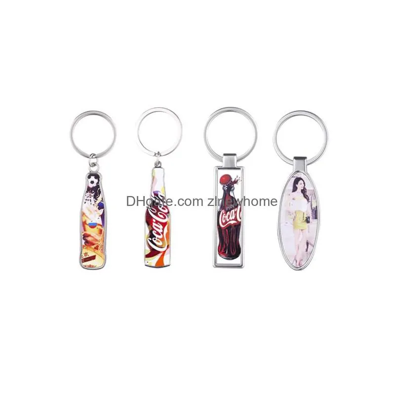 sublimation blank bottle opener favor metal ovalshaped keychain diy drink bottle shape corkscrew festival party supplies