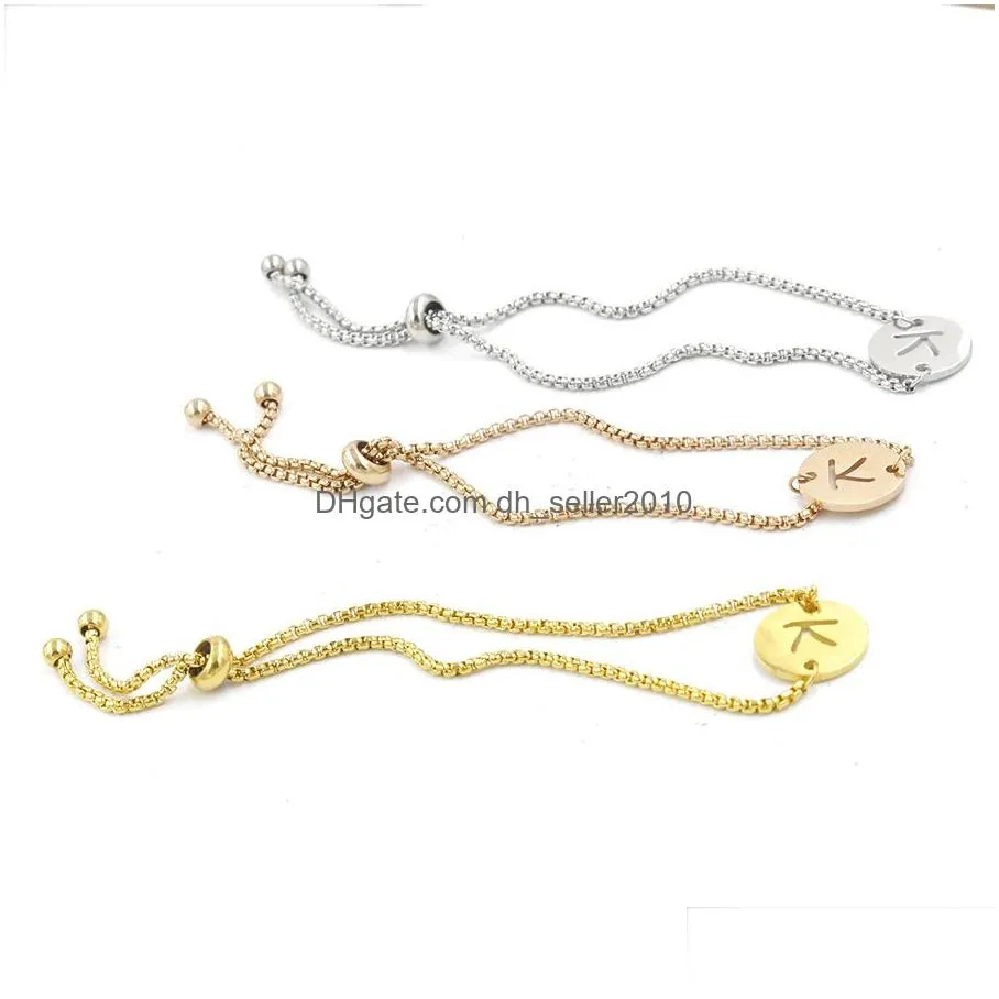 stainless steel initial bracelet with box chain gold plating custom personalized name jewelry
