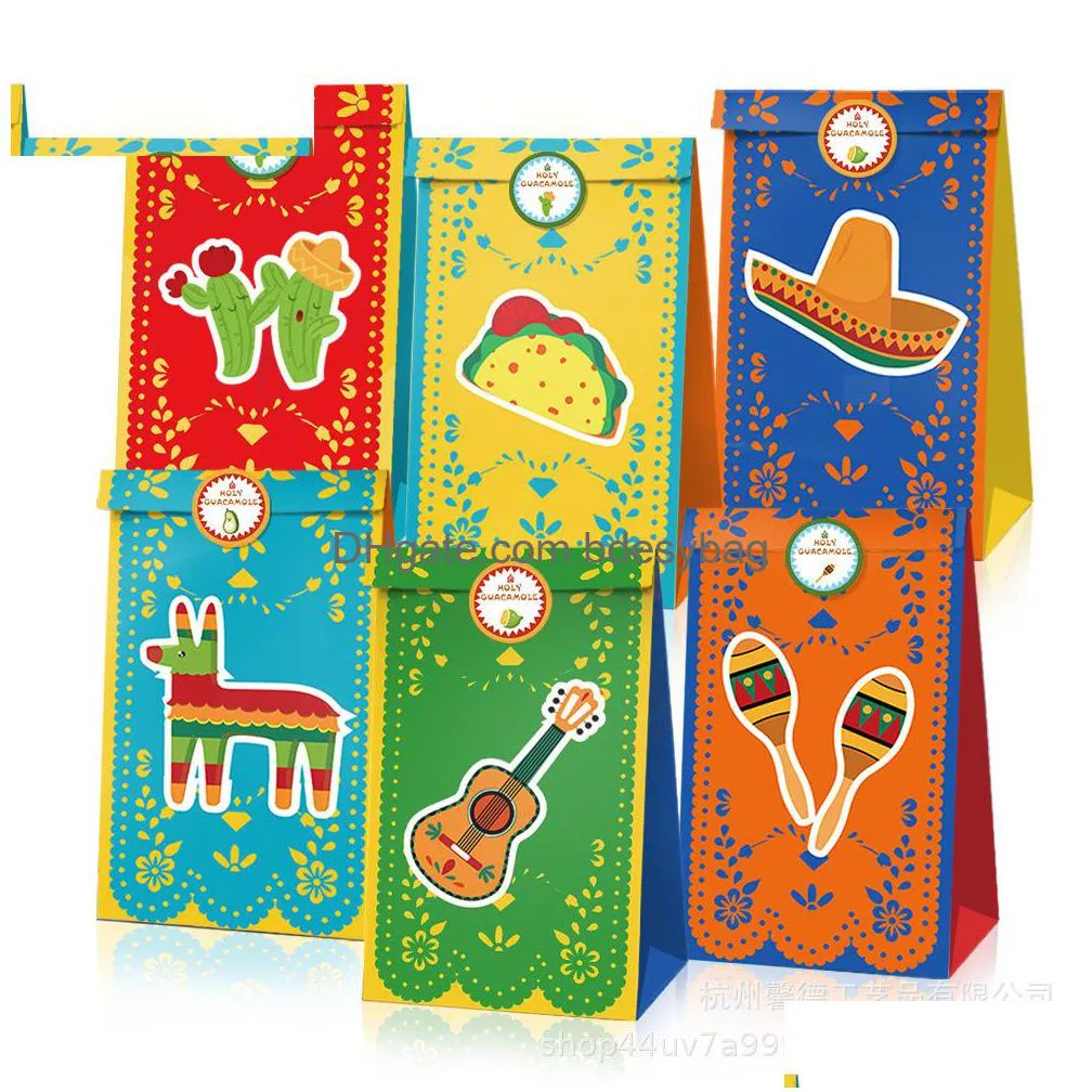 mexico circus elephants carnival party bag birthday party candy bag gift paper bag 22x12x8cm