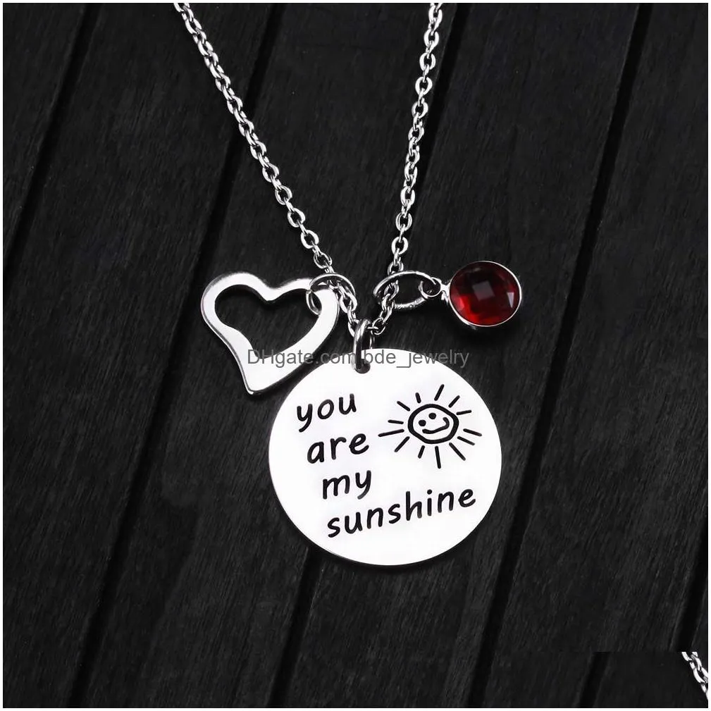  arrrival you are my sunshine person friends pendant love heart necklace stainless steel for women couple jewelry gift