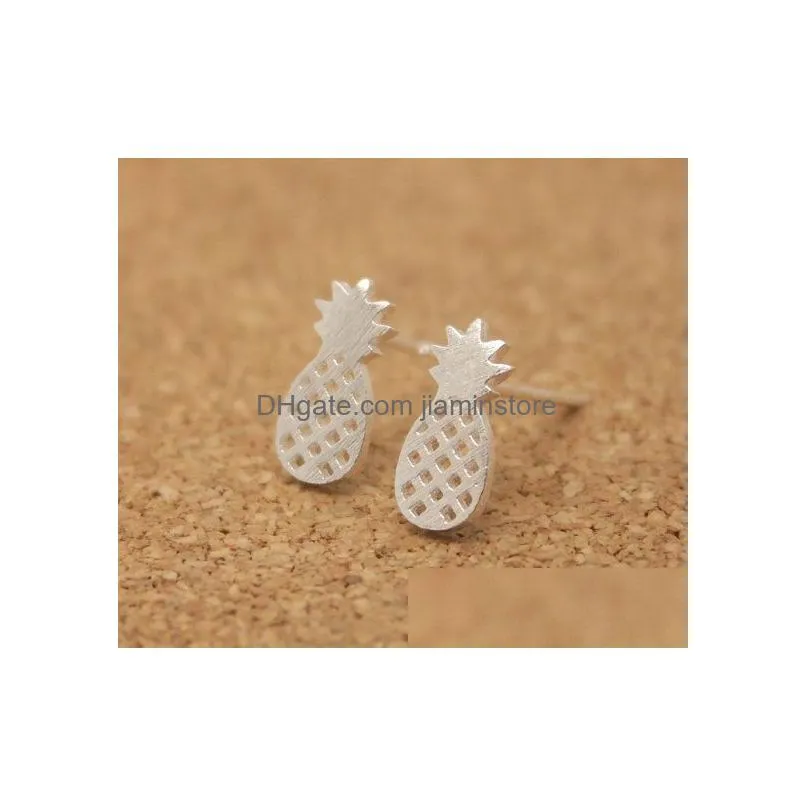 high quality hollowed pineapple ear studs for women unique design new arrival alloy rose gold silver gold plating studs earrings