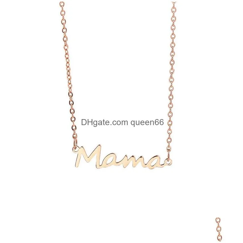 stainless steel letter mama pendants necklaces mothers love pendant minimal necklace silver gold colors jewelry for moms mothers day