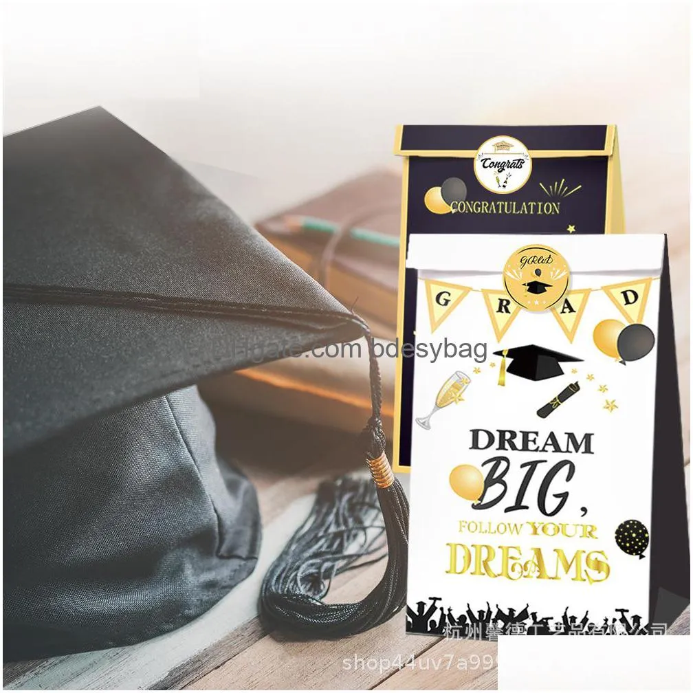 season university high school graduation party candy bags commemorative gift oil brown paper bag22x12x8cm