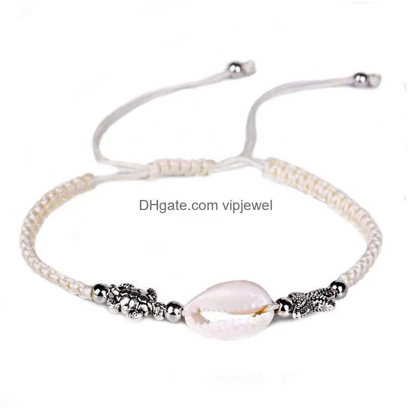 summer beach starfish charm bracelet chain bohemian surfing wax rope shell bracelet jewelry