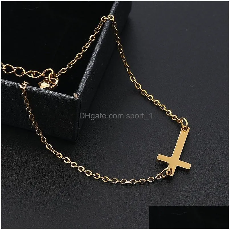  stainless steel cross charm bracelet gold silver color chain pendant bracelets bangles for women men fashion friendship jewelry