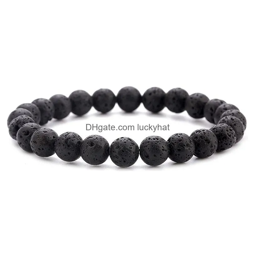 lava stone yoga diffuser bracelet adjustable beaded strand for men women braided bangle with healing balance