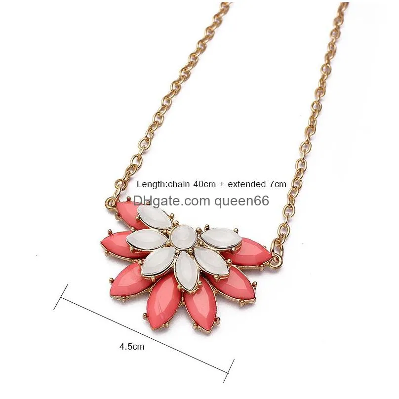 newest flower charms pendant statement necklaces for women gold chain resin pendant sweater necklace for daily holiday gifts 2017