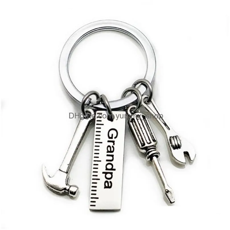 personalized diy stainless steel keychain keychain engraved dad papa grandpa hammer screwdriver wrench dad tools keychain fathers day