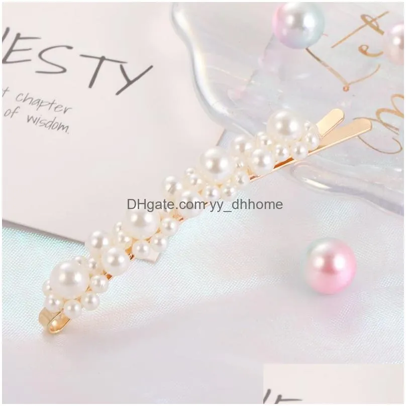 fashion women hairs clip geometric pearl hair jewelry accessories hairpins alloy metal barrettes girls convenient hairgrips