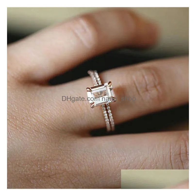 fashion rose gold diamond ring for women luxury original round ring jewelry lady engagement gem stone king jewelry gift