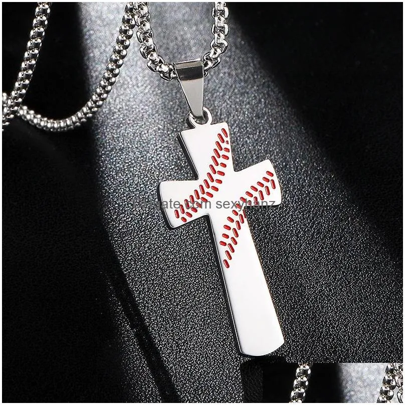 gold cross pendants necklaces sporting baseball golden christ jesus pendant stainless steel necklace religious jewelry