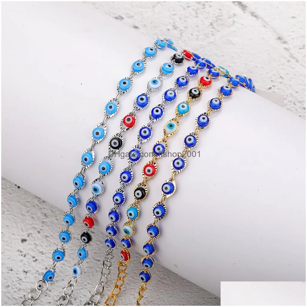 turkey evil blue eye bracelet chain prayer jewelry gold plated oval eyes charm bracelets bangles for women